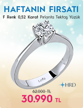 F Renk 0,52 Karat Pırlanta Tektaş Yüzük - HRD Sertifikalı (Haftanın Fırsatı - Son Gün 8 Haziran Pazar)