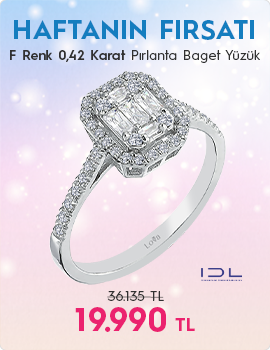 0,42 Karat Baget ve Dört Köşe Pırlanta Yüzük - IDL Sertifikalı (Haftanın Fırsatı - Son Gün 9 Kasım Pazar)