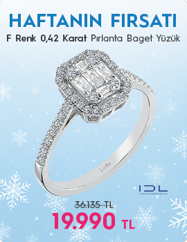 0,42 Karat Baget ve Dört Köşe Pırlanta Yüzük - IDL Sertifikalı (Haftanın Fırsatı - Son Gün 04 Ocak Pazar)