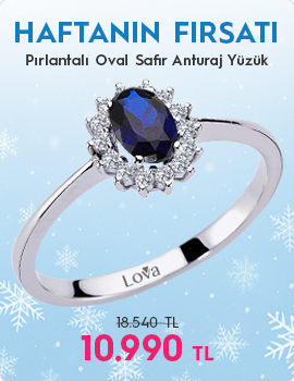 Pırlantalı Oval Safir Anturaj Yüzük (Haftanın Fırsatı - Son Gün 04 Ocak Pazar)