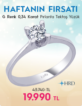 G Renk 0,34 Karat Pırlanta Tektaş Yüzük - HRD Sertifikalı (Haftanın Fırsatı - Son Gün 14 Eylül Pazar)