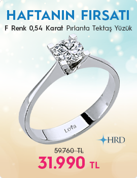 F Renk 0,54 Karat Pırlanta Tektaş Yüzük - HRD Sertifikalı (Haftanın Fırsatı - Son Gün 17 Ağustos Pazar)