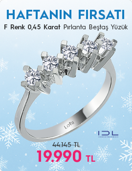 F Renk 0,45 Karat Pırlanta Beştaş Yüzük - IDL Sertifikalı (Haftanın Fırsatı - Son Gün 21 Aralık Pazar)