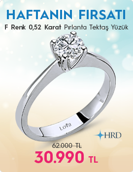 F Renk 0,52 Karat Pırlanta Tektaş Yüzük - HRD Sertifikalı (Haftanın Fırsatı - Son Gün 22 Haziran Pazar)