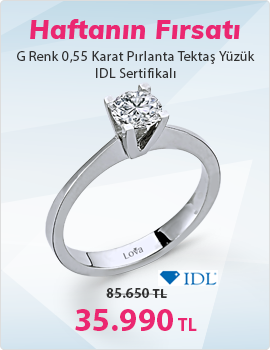 G Renk 0,55 Karat Pırlanta Tektaş Yüzük - IDL Sertifikalı - Son Gün 26 Nisan Pazar)