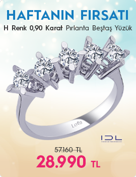 H Renk 0,90 Karat Pırlanta Beştaş Yüzük - IDL Sertifikalı (Haftanın Fırsatı - Son Gün 27 Temmuz Pazar)