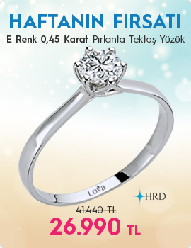 E Renk 0,45 Karat Pırlanta Tektaş Yüzük - HRD Sertifikalı (Haftanın Fırsatı - Son Gün 1 Haziran Pazar)