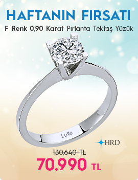 F Renk 0,90 Karat Pırlanta Tektaş Yüzük - HRD Sertifikalı (Haftanın Fırsatı - Son Gün 1 Haziran Pazar)