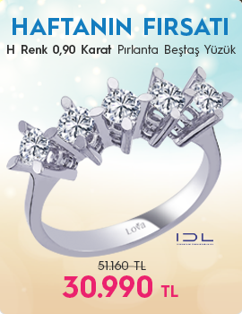 H Renk 0,90 Karat Pırlanta Beştaş Yüzük - IDL Sertifikalı (Haftanın Fırsatı - Son Gün 1 Haziran Pazar)