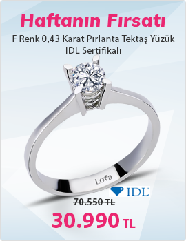 F Renk 0,43 Karat Pırlanta Tektaş Yüzük - IDL Sertifikalı - Son Gün 3 Mayıs Pazar)