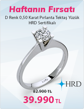 D Renk 0,50 Karat Pırlanta Tektaş Yüzük - HRD Sertifikalı - Son Gün 3 Mayıs Pazar)
