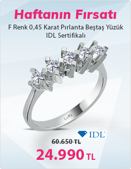 F Renk 0,45 Karat Pırlanta Beştaş Yüzük - IDL Sertifikalı - Son Gün 3 Mayıs Pazar)