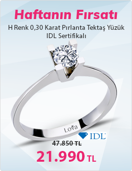 H Renk 0,30 Karat Pırlanta Tektaş Yüzük - IDL Sertifikalı - Son Gün 3 Mayıs Pazar)