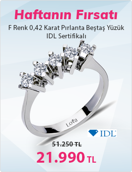 F Renk 0,42 Karat Pırlanta Beştaş Yüzük - IDL Sertifikalı (Haftanın Fırsatı - Son Gün 6 Eylül Pazar)