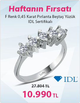 F Renk 0,45 Karat Pırlanta Beştaş Yüzük - IDL Sertifikalı (Haftanın Fırsatı - Son Gün 17 Aralık Pazar)