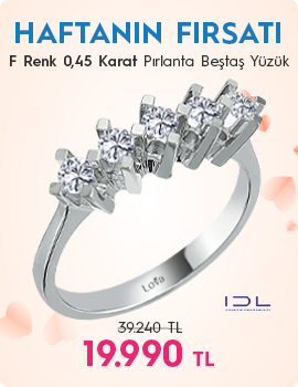 F Renk 0,45 Karat Pırlanta Beştaş Yüzük - IDL Sertifikalı (Haftanın Fırsatı - Son Gün 25 Mayıs Pazar)