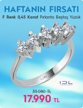 F Renk 0,45 Karat Pırlanta Beştaş Yüzük - IDL Sertifikalı (Haftanın Fırsatı - Son Gün 27 Nisan Pazar)