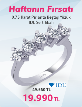 0,75 Karat Pırlanta Beştaş Yüzük - IDL Sertifikalı (Haftanın Fırsatı - Son Gün 2 Haziran Pazar)