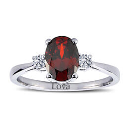 Pırlantalı Oval Garnet Yüzük