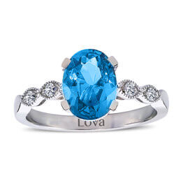 Pırlantalı Oval Blue Topaz Yüzük