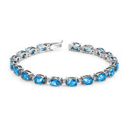 Pırlantalı Oval Blue Topaz Bileklik